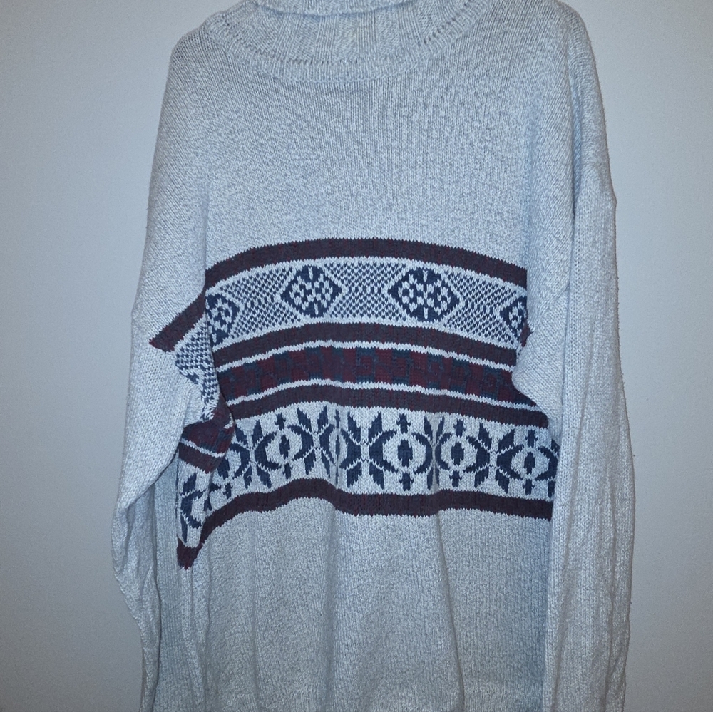 London Fog Vintage 90s Cotton Turtleneck Sweater Made USA Size L - Picture 3 of 3